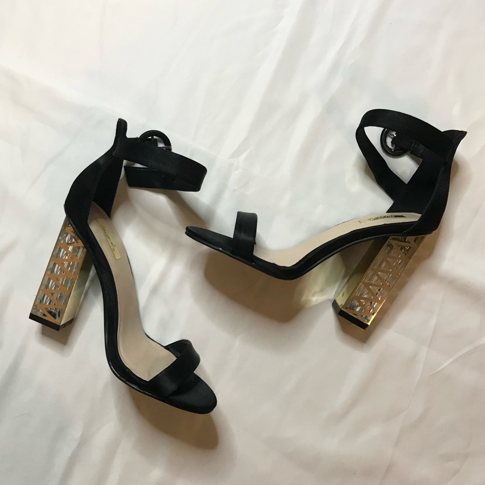 Glass Black and Gold Women's Heels